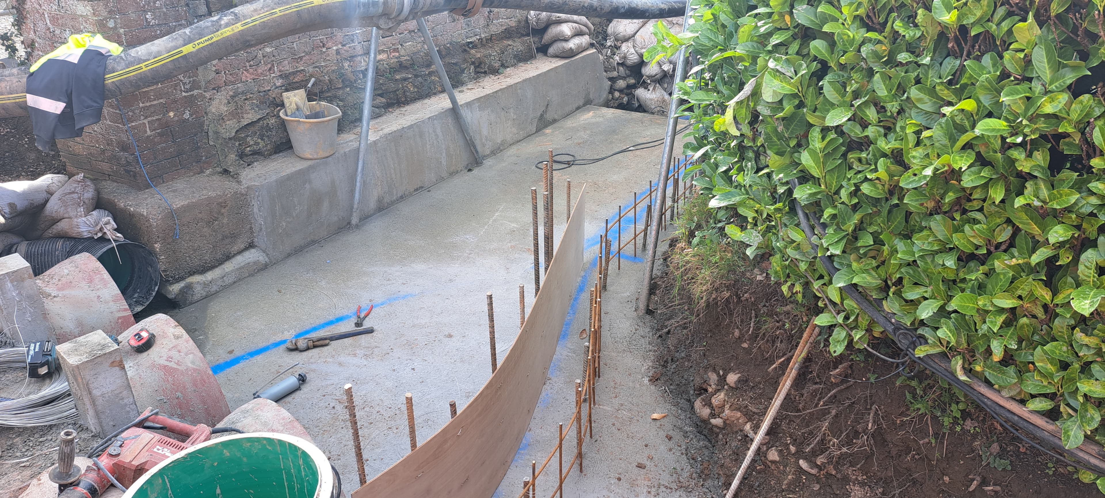 Concrete and reinforcement work in progress